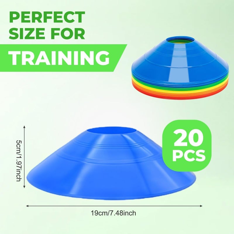 ericotry 20 قطعة حامل كرة القدم للتدريب أقماع كرة القدم أقراص رياضية أقماع تدريب الرشاقة علامات كرة القدم لوازم الألعاب الخارجية رياضات وألعاب أخرى - Image 2